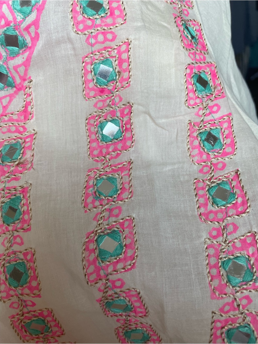 POL Boho Embroidered Cream Maxi Dress with Pink Accents - Picture 9 of 9